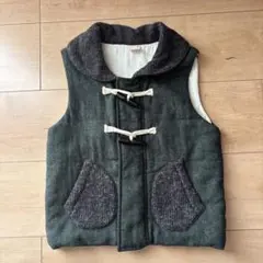 『petit main』ダークグリーンベストM size（100〜110㎝）