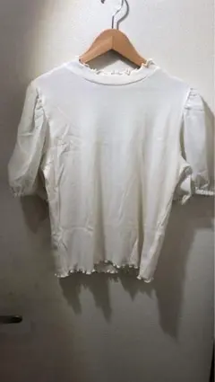 Lespoir ホワイト パフスリーブ Tシャツ