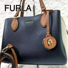美品✨　FURLA　フルラ　ミネルヴァトートバッグ　バイカラー　2way