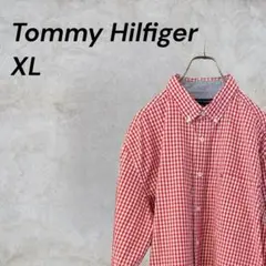 【美品】トミーヒルフィガー ギンガムチェックシャツ 赤 XL クラシックフィット