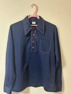 70s CAMPUS ヴィンテージ　ネイビー ポロシャツ