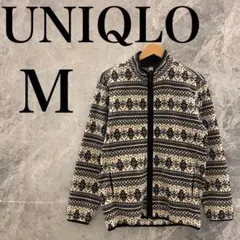 【美品】UNIQLO ユニクロ フリースジャケット M ブラック ホワイト