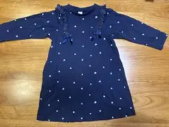 アプレレクール 長袖 ネイビー ハート リボン ワンピース 90cm