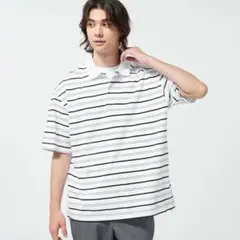 メンズ ストライプ ポロシャツ 半袖 オーバーサイズ M