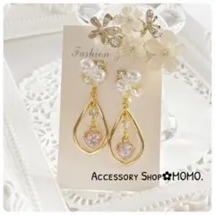 フラワー♡ジルコニア.フープ.ハンドメイドピアスorイヤリング♡