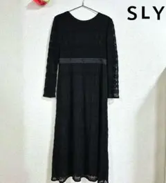SLY　総レース　ワンピース　ブラック　ロングワンピース