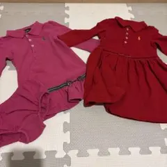 80cm ラルフローレン　長袖　ポロシャツ　ワンピース　18M 赤　ピンク