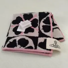 ヴィヴィアンウエストウッド花柄タオルハンカチ 黒とピンク