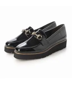 【ほぼ未使用】Fin フィン スクエアトゥ厚底ビットローファー　黒　24.5cm