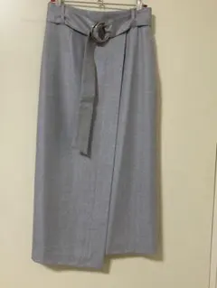 INED 超美品　毛100% ナロースカート ライトグレー9号定価18,700