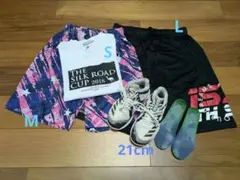バスケ ショートパンツ2点、白長Tシャツと21cmアディダスシューズ まとめ売り