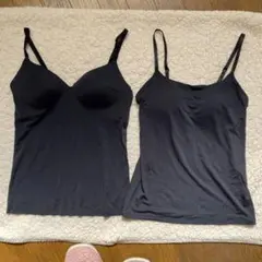 【美品】UNIQLO AIRism ブラック キャミソール Mサイズ 2枚セット