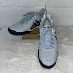 未使用級　アシックス　ゲルレゾリューション　24.5 オールコート　水色　テニス