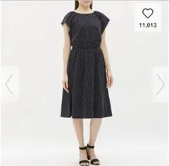 GU ドット柄フリルスリーブワンピース