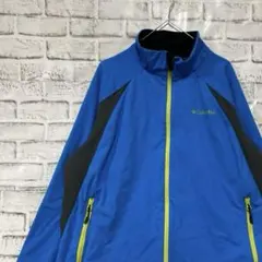 コロンビア　ソフトシェルジャケット！　ブルーL ロゴ刺繍アウトドア0113