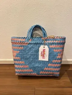 パサールバッグ（blue×pink）　カゴバッグ