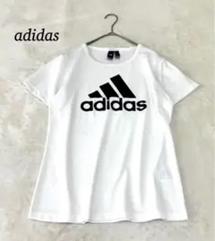 アディダス　ドライTシャツ【M】ロゴプリント　半袖 ホワイト