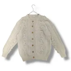 ケーブルニットカーディガン Mサイズ クリーム色　Karashi More