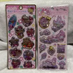 ウォーターインシール日焼けキティ キラキラカプセシールマイメロ 2枚セット