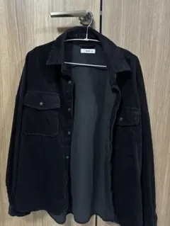 ブラック コーデュロイ シャツジャケット