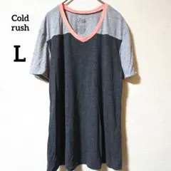 Cold rush Vネック 半袖Tシャツ Lサイズ グレー