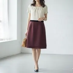 G747*UNTITLEDアンタイトル☆Aライン☆切り替え☆総柄☆ワンピース