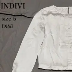 INDIVI インディヴィ ピンタックブラウス 美品 L 白 上品 キレイ 長袖のサムネイル