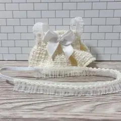 10cm-11cm ぬい服 ホワイトツイードワンピ ちびぬい服 ハンドメイド品