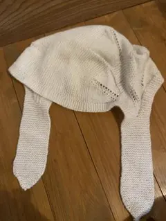 耳あてニット帽 ホワイト