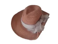 【CA4LA】麦わら帽子/ブラウンストローハット/リボン付き