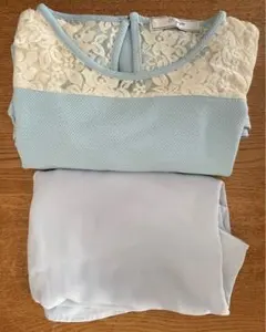 チュニック 長袖 ノースリーブシャツ 水色2点セット M