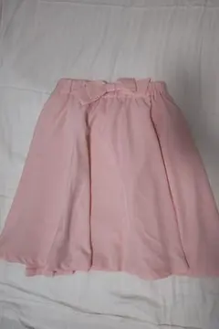 ピンク リボン付き フレアスカート