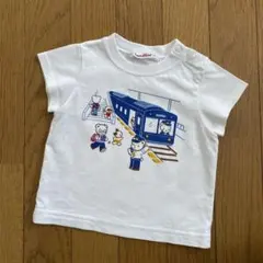 familiar 80サイズ 電車プリント Tシャツ