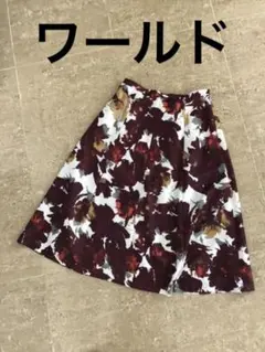 新品　ワールド　花柄　上品　スカート　M