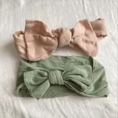 ベビーヘアバンド2点セット（ピンク・グリーン）