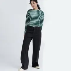 ユニクロ　バギージーンズ　ローライズ　25 ダークグレー　パンツ