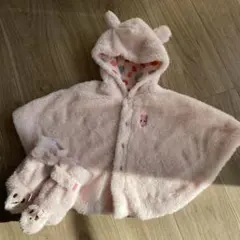 Hot Biscuits ピンク ポンチョ スリッパ付き