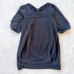 プリンシプル レース切替 カットソー ブラック 半袖 トップス サイズ2