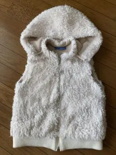 ファミリア　ボアベスト　フード　120/130 ホワイト　ショートコート