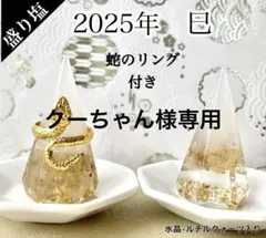 クーちゃん様専用　インテリア　盛り塩　２　ルチルクォーツ　金の蛇　リング付