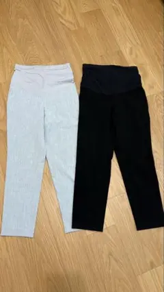 ユニクロ　スマートアンクルマタニティパンツ　黒／グレー2枚セット