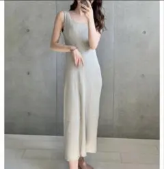 GU リブニットワンピース（ノースリーブ）L グレー