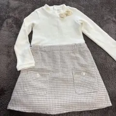 リボン付きアイボリー130サイズワンピース