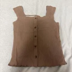 twoocolön リブタンクトップ ブラウン Lサイズ