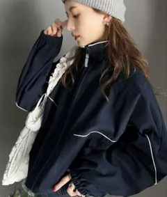 classical elf JAVA 裏フリース配色パイピングスタンド衿ブルゾン