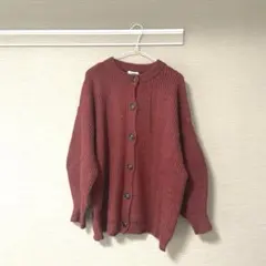 VANNIE U ミックスオーバーニットカーディガン 赤カーディガン