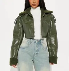 Fashion Novaオリーブグリーン クロップドジャケット