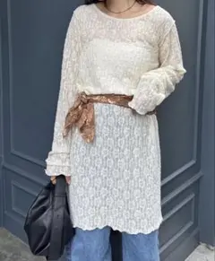 CIAOPANIC TYPY シアーレースチュニックワンピース　アイボリー