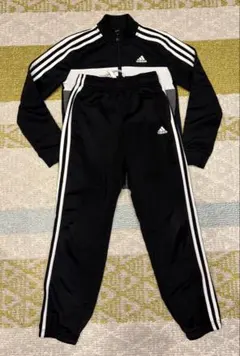adidas ジャージ 上下セット 黒/グレー 100cm~