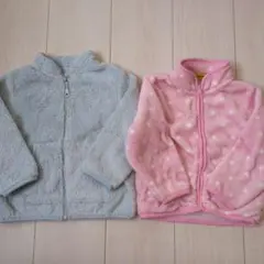 ユニクロ しまむら フリース ジャケット 水色 ピンク 2枚セット 90
